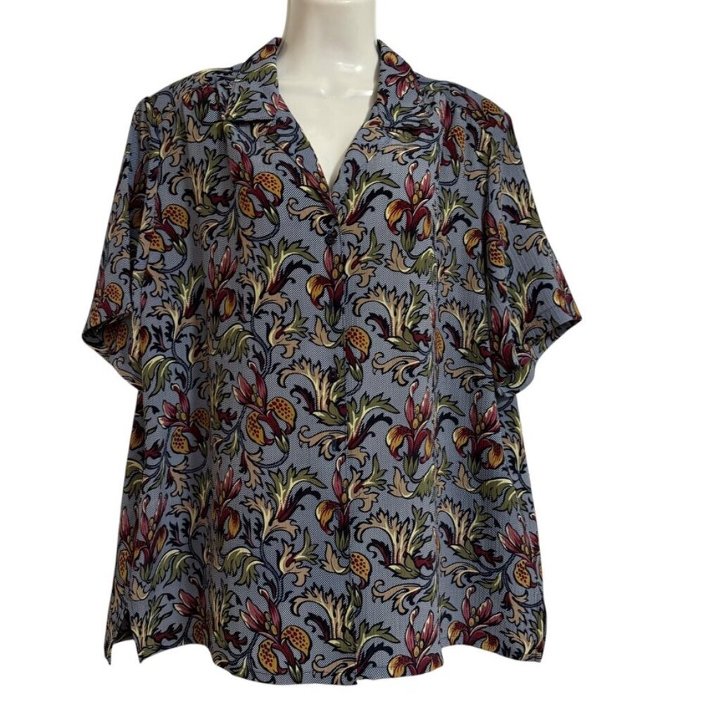 Donnkenny Women  SZ 2X Blouse Vines Leaves Goblincore Casual